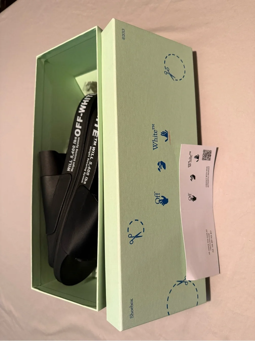 NIB Off-White Black and White Industrial Strap Slide Sandals